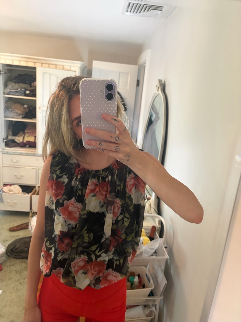 Anthropologie Floral Sleeveless Blouse